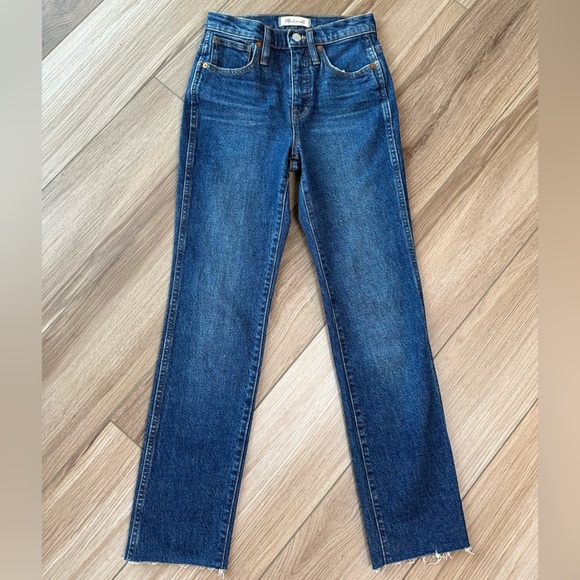 Madewell Dark Wash Stovepipe Full Length Straight Leg Denim Jeans - Picture 3 of 8